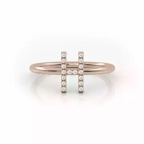 Initial H ring size 54 with professional renderings 3D print model