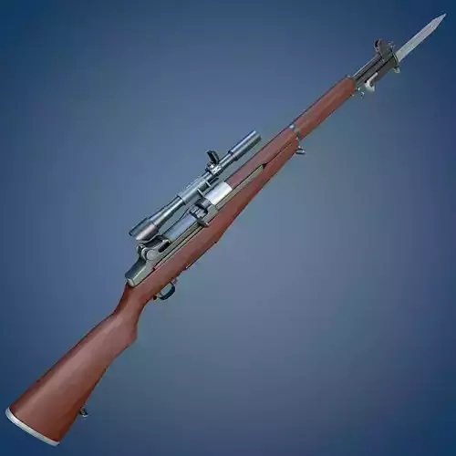 M1 Garand rifle with scope and bayonet 3D model M1 Garand rifle with scope and bayonet 3D model