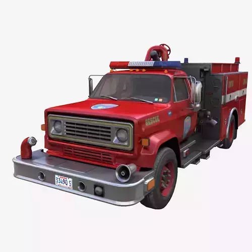 Vintage fire truck Low-poly 3D model