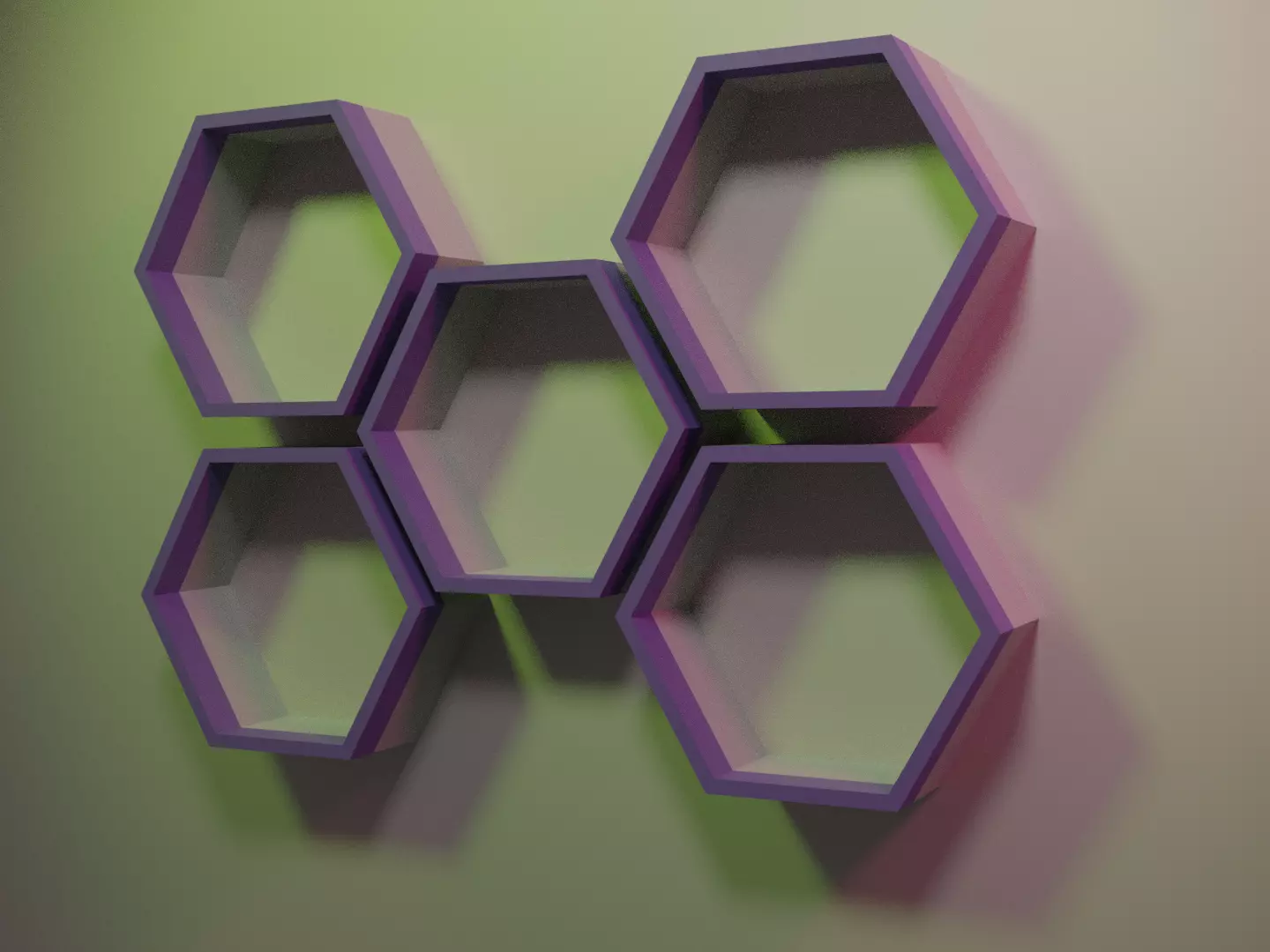 Hexagonal Shelves Free low-poly 3D model