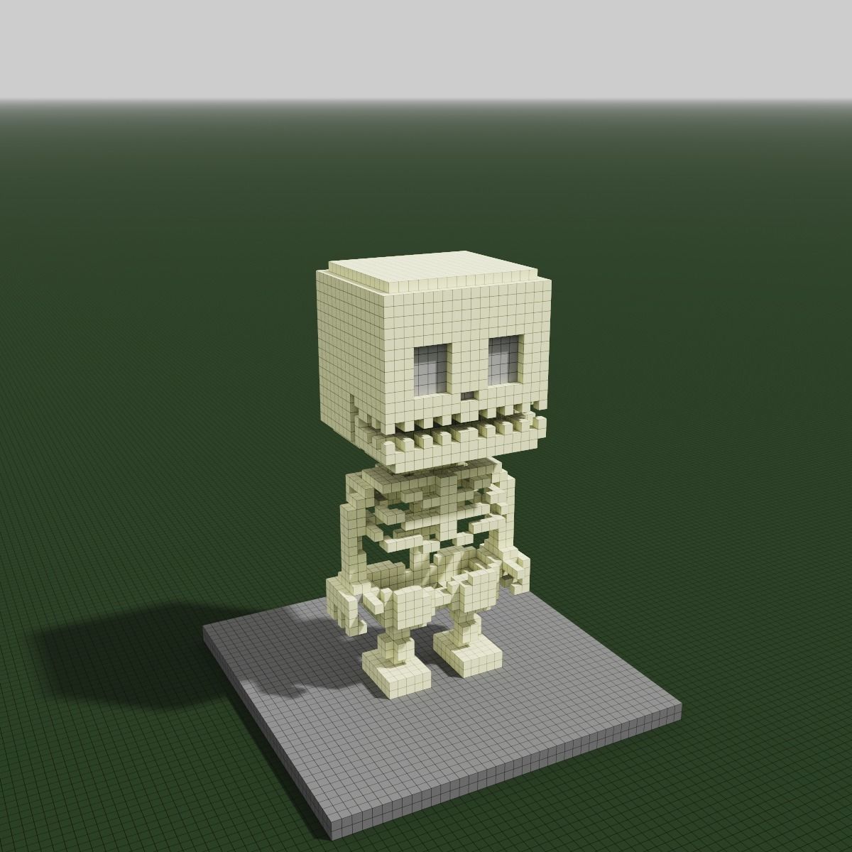 Goblin and Skeleton Halloween Cartoon Voxel  Low-poly 3D model_4