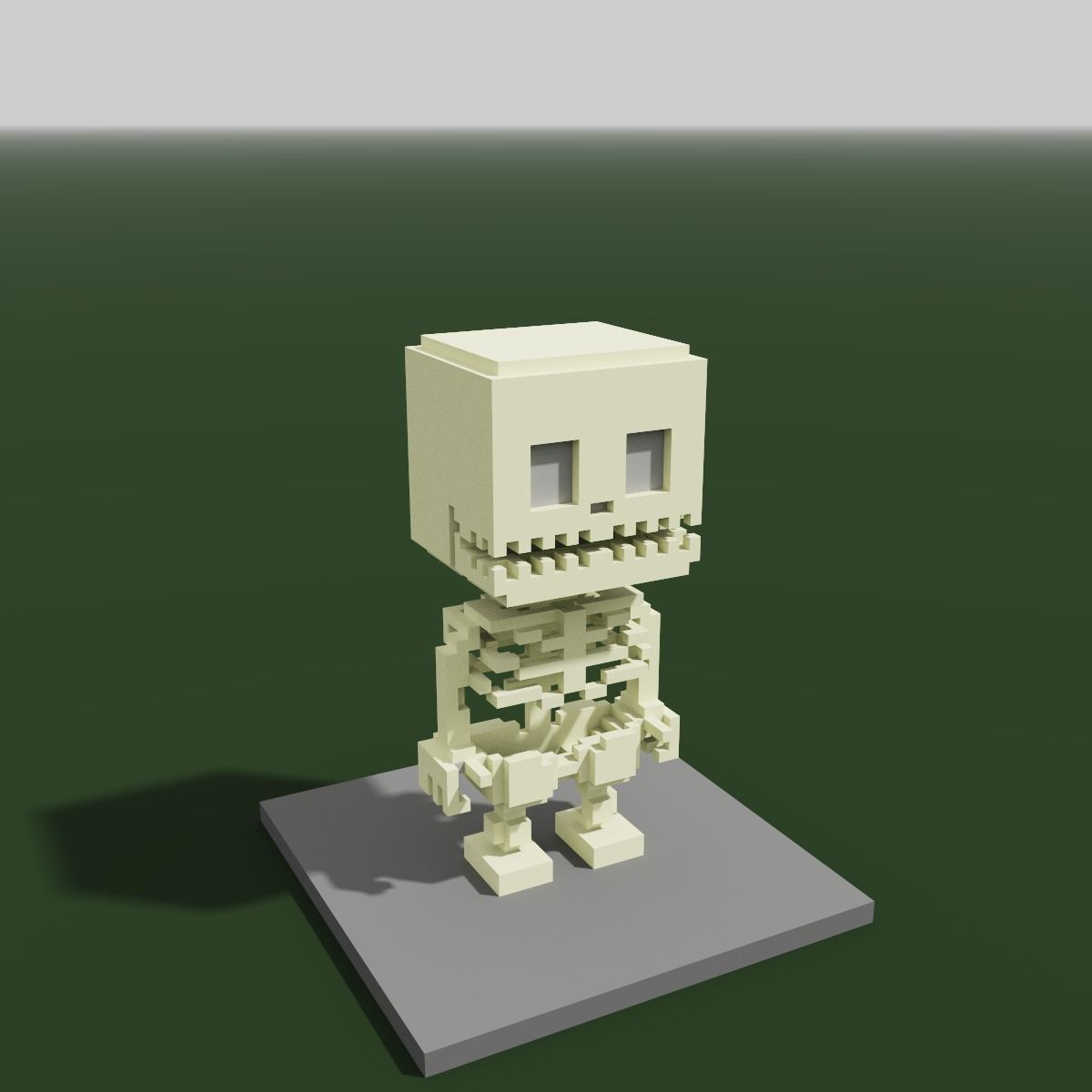 Goblin and Skeleton Halloween Cartoon Voxel  Low-poly 3D model_3
