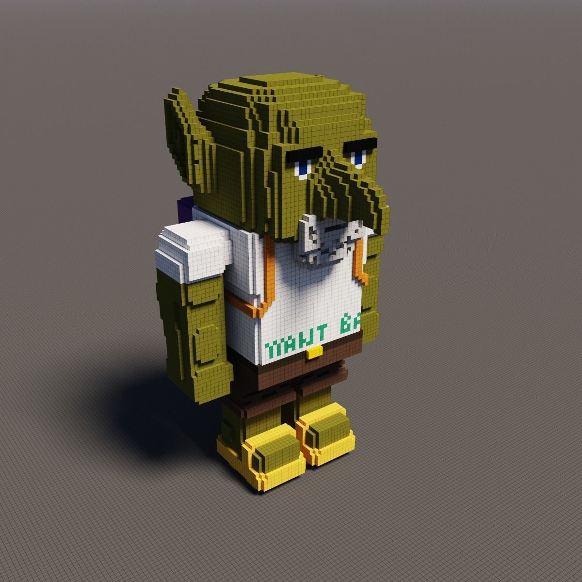 Goblin and Skeleton Halloween Cartoon Voxel  Low-poly 3D model_12