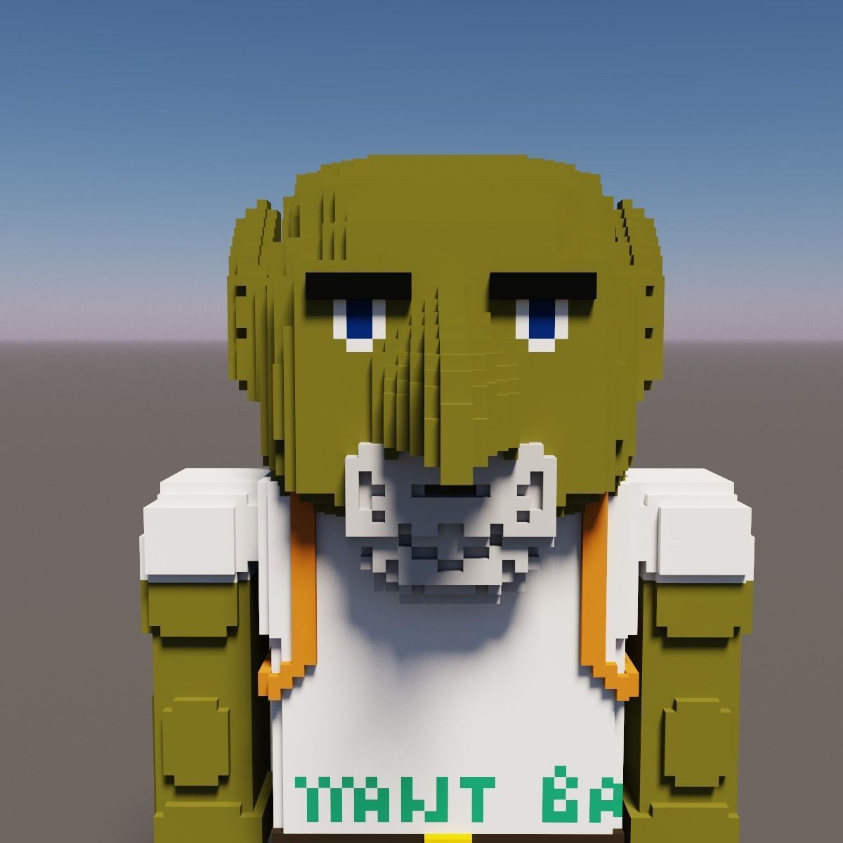 Goblin and Skeleton Halloween Cartoon Voxel  Low-poly 3D model_13