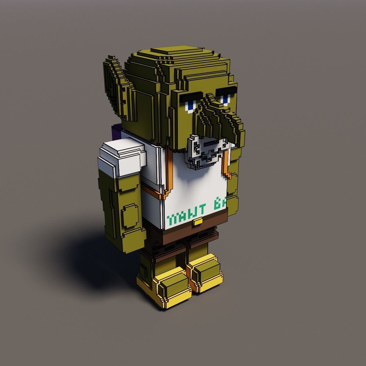 Goblin and Skeleton Halloween Cartoon Voxel  Low-poly 3D model_11