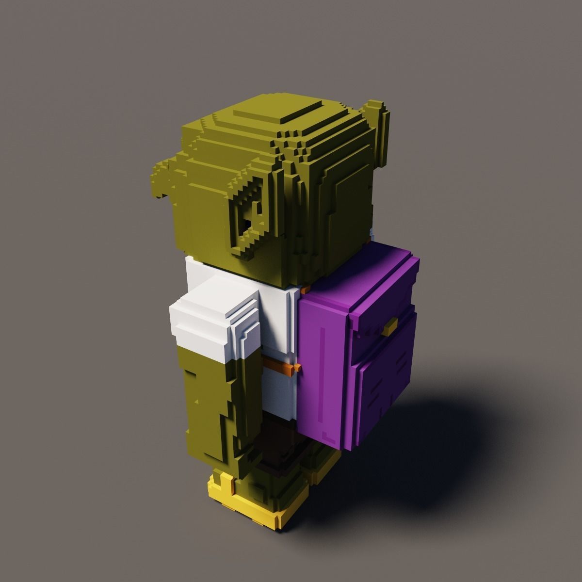 Goblin and Skeleton Halloween Cartoon Voxel  Low-poly 3D model_14