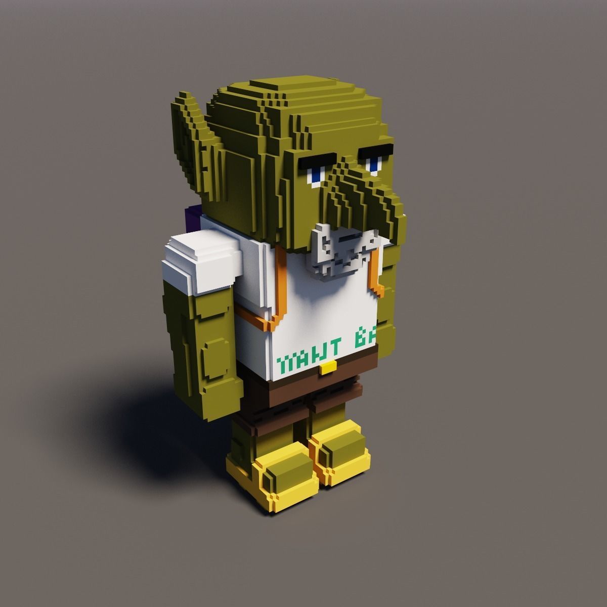 Goblin and Skeleton Halloween Cartoon Voxel  Low-poly 3D model_10