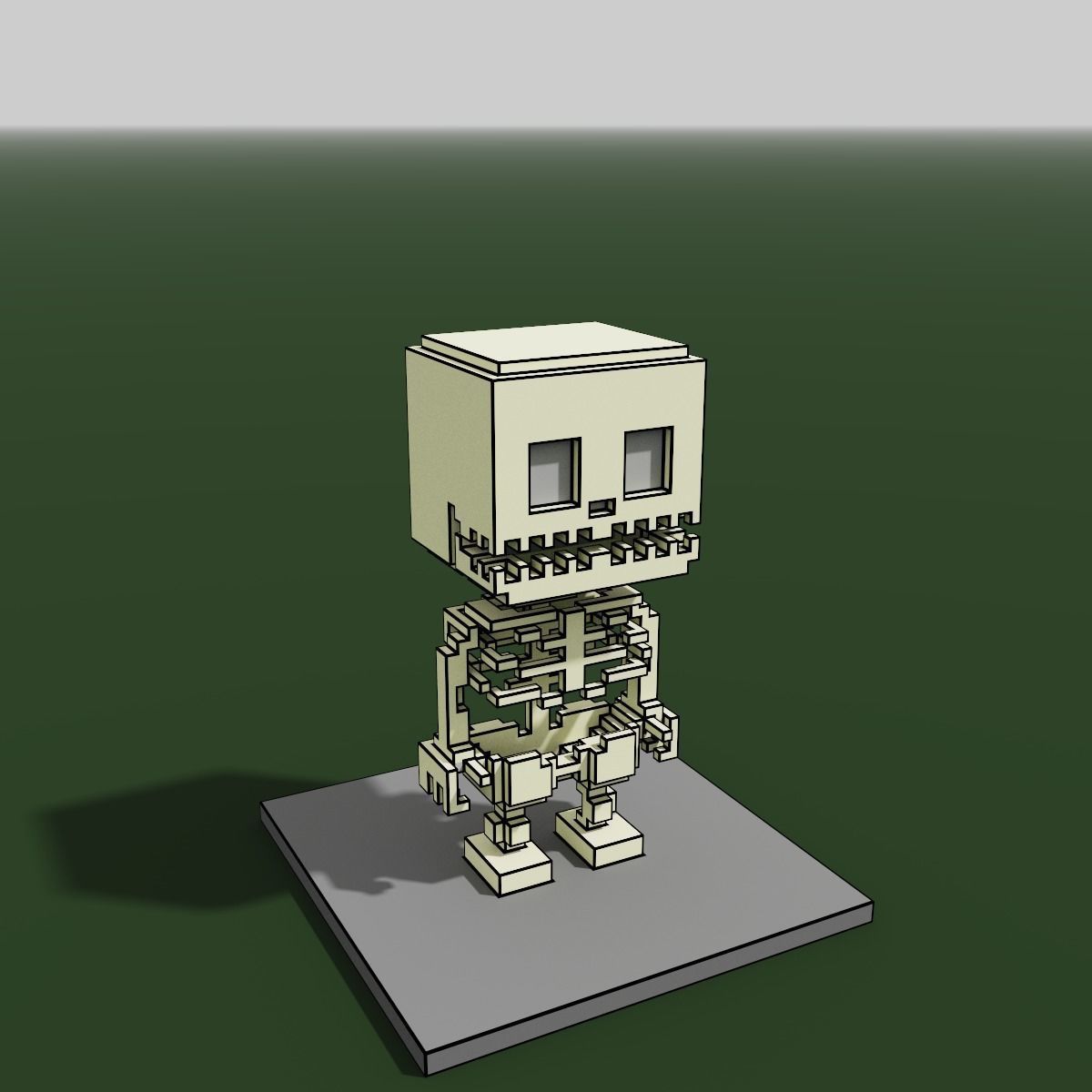 Goblin and Skeleton Halloween Cartoon Voxel  Low-poly 3D model_5