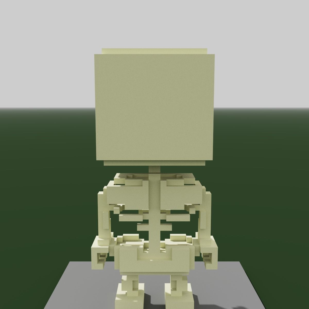 Goblin and Skeleton Halloween Cartoon Voxel  Low-poly 3D model_6