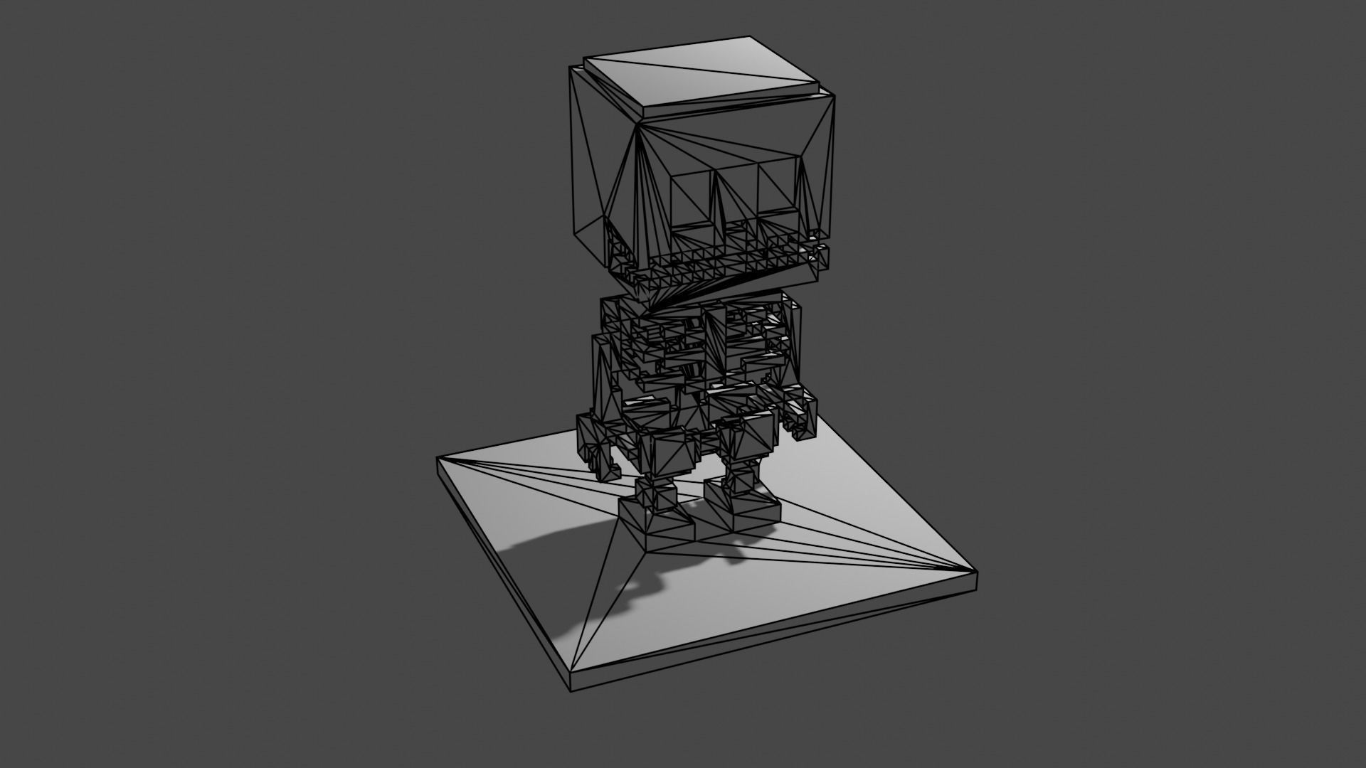 Goblin and Skeleton Halloween Cartoon Voxel  Low-poly 3D model_9