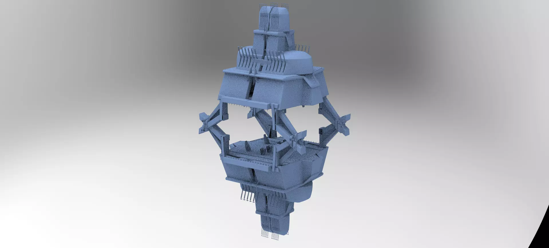 Floating cyberpunk tower 10 3D model_0