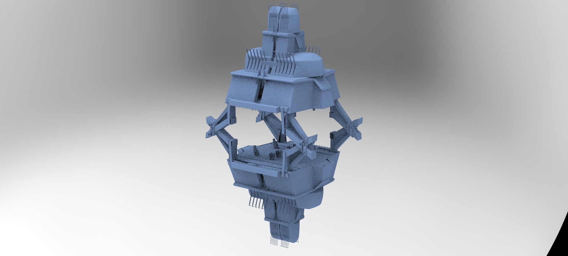 Floating cyberpunk tower 10 3D model_1