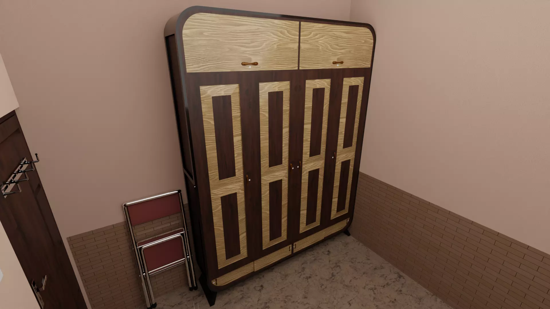 Minimalist Clothes wardrobe Low-poly 3D model