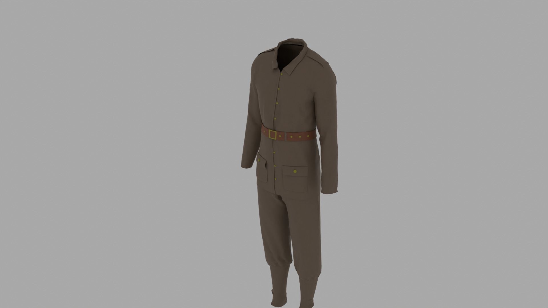 World War II Military Uniform Low-poly 3D model_4