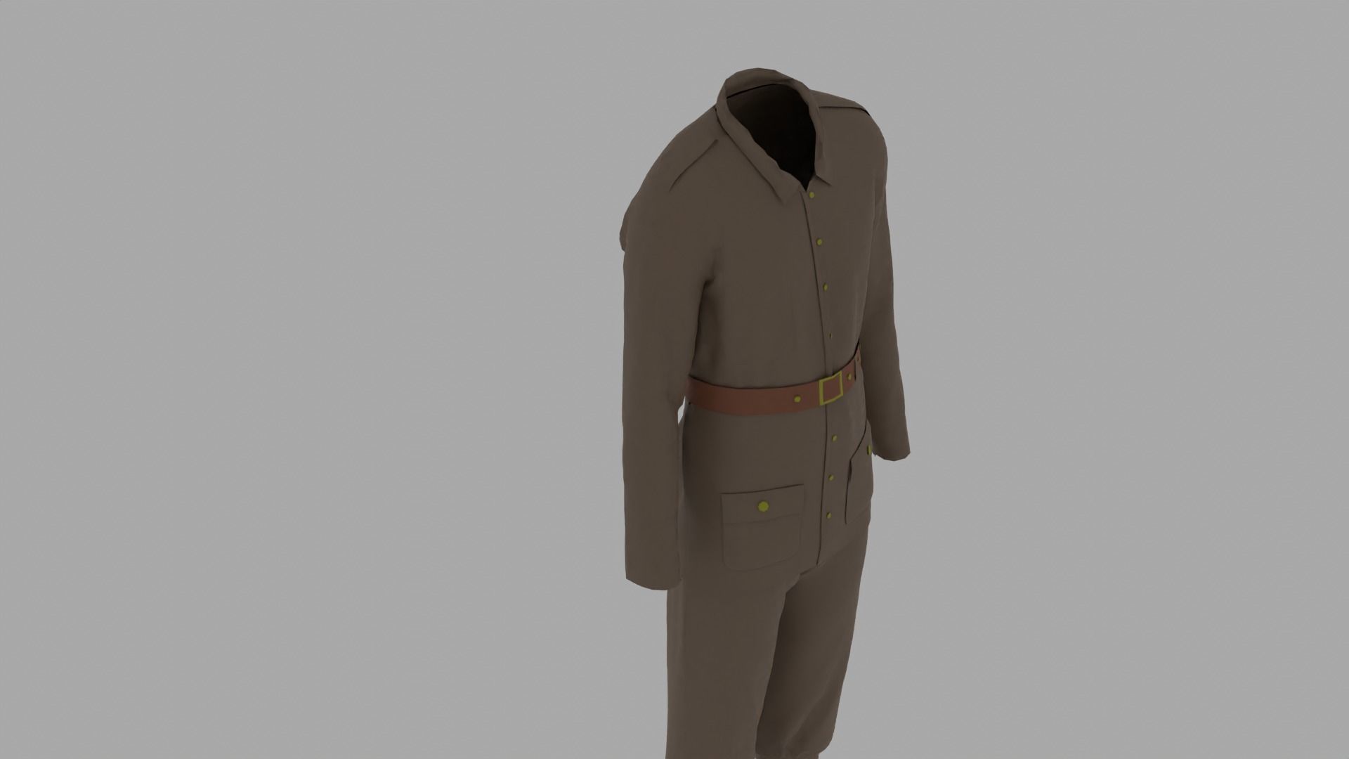 World War II Military Uniform Low-poly 3D model_5