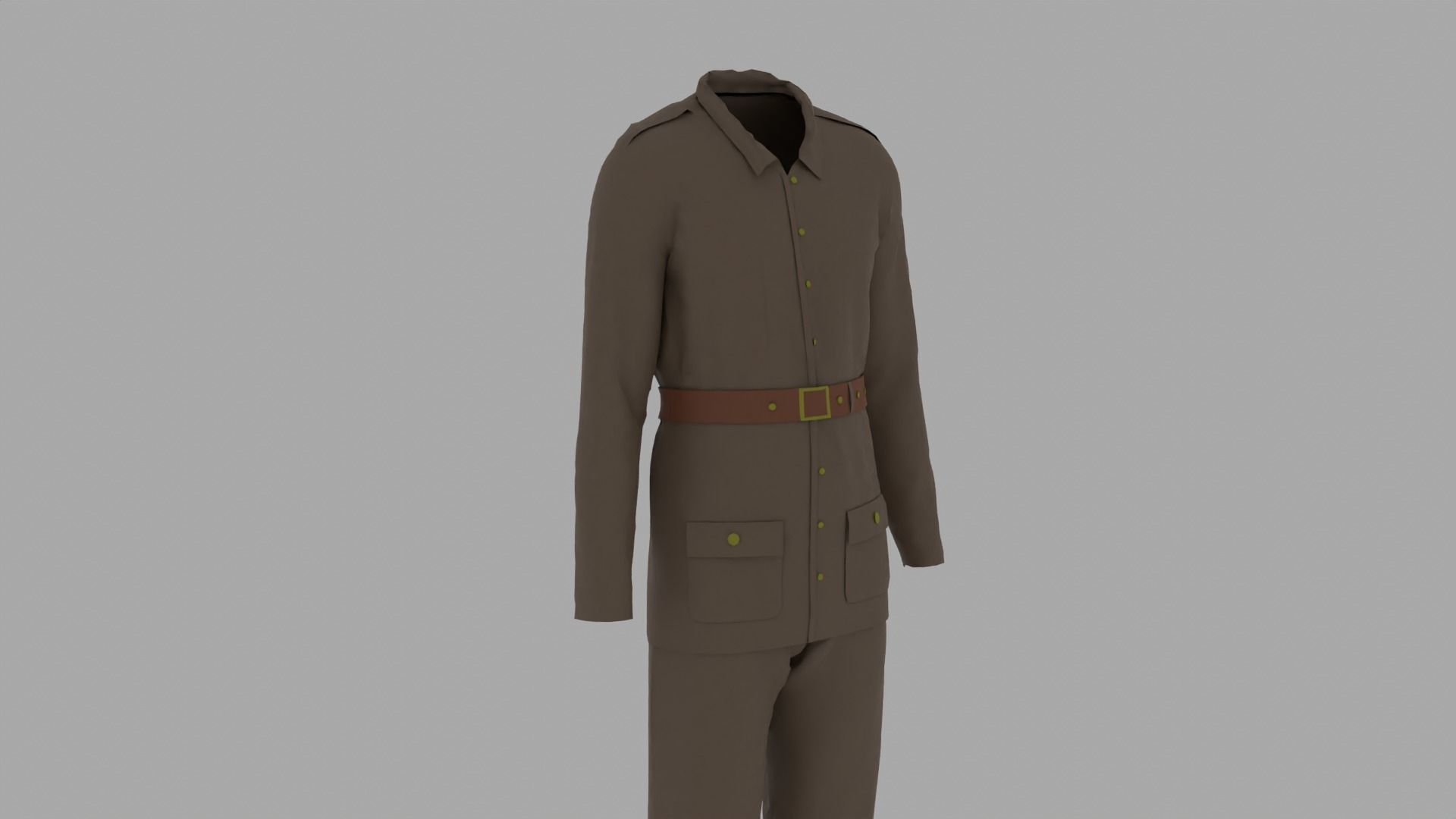World War II Military Uniform Low-poly 3D model_6