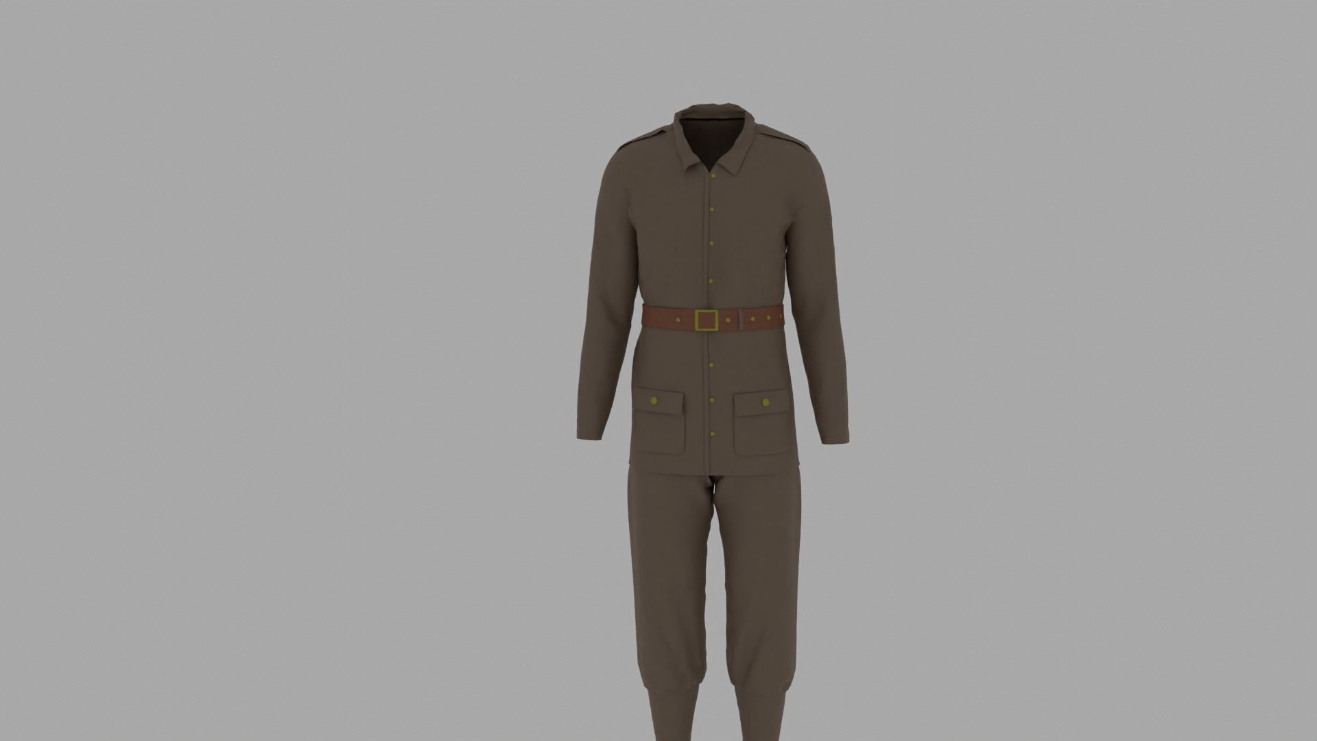 World War II Military Uniform Low-poly 3D model_3