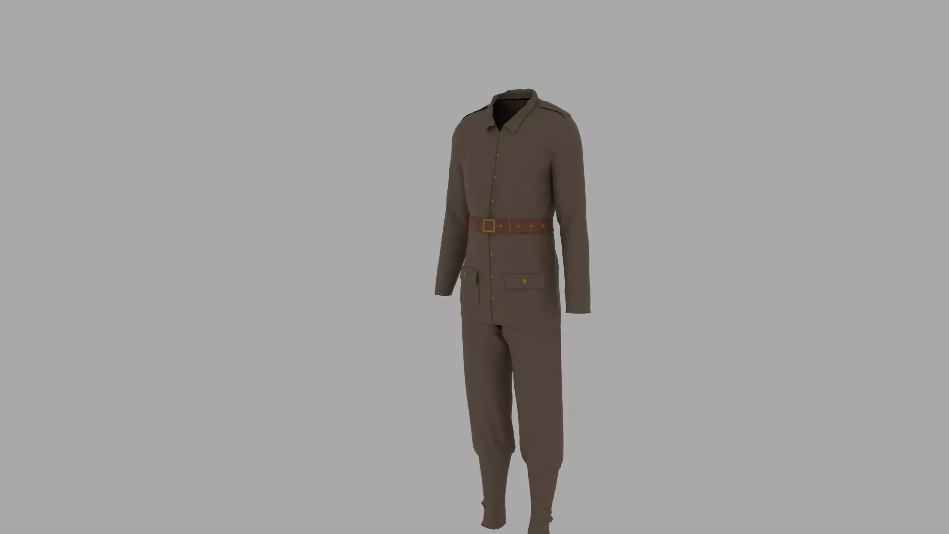 World War II Military Uniform Low-poly 3D model_0