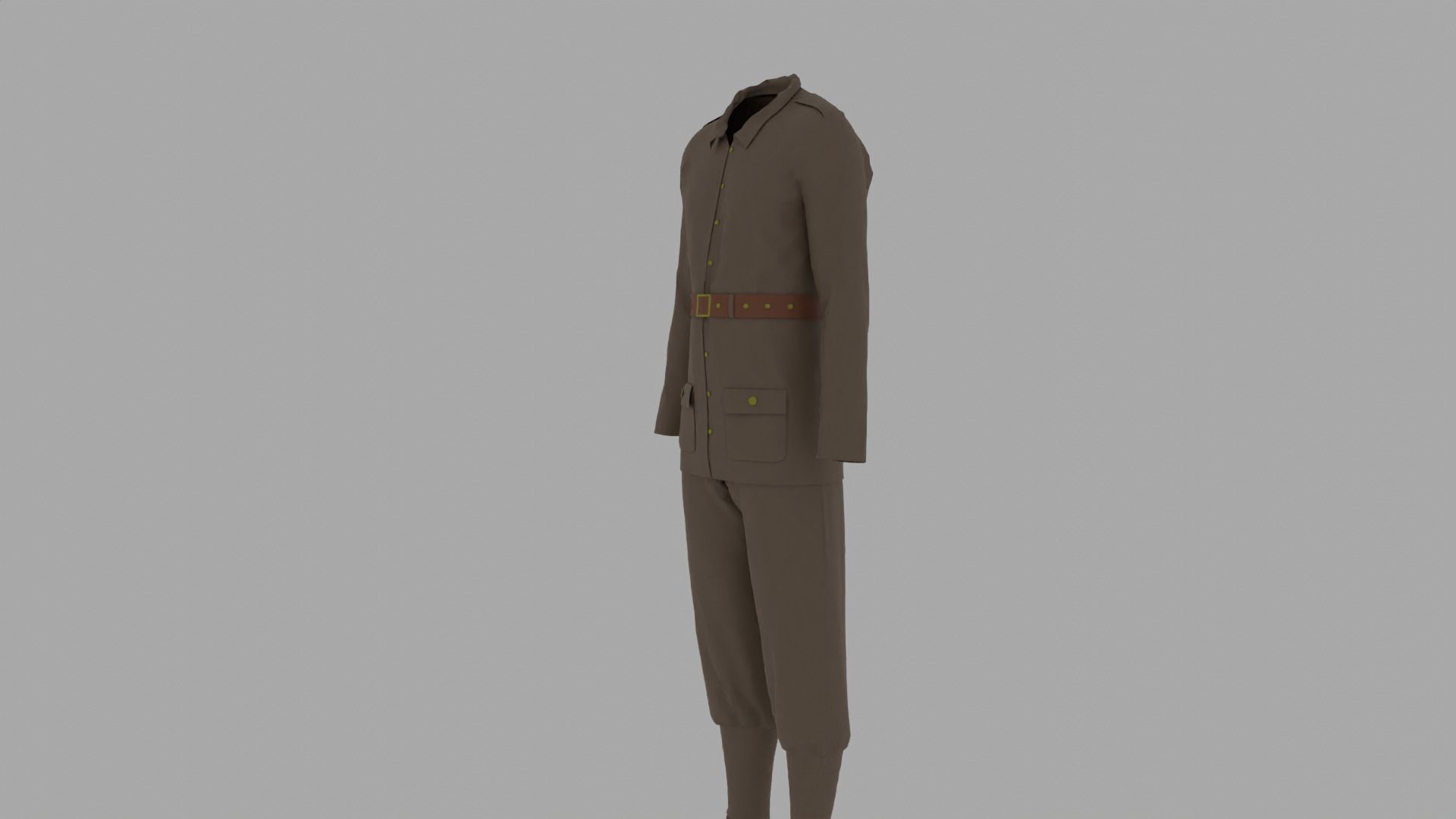 World War II Military Uniform Low-poly 3D model_7