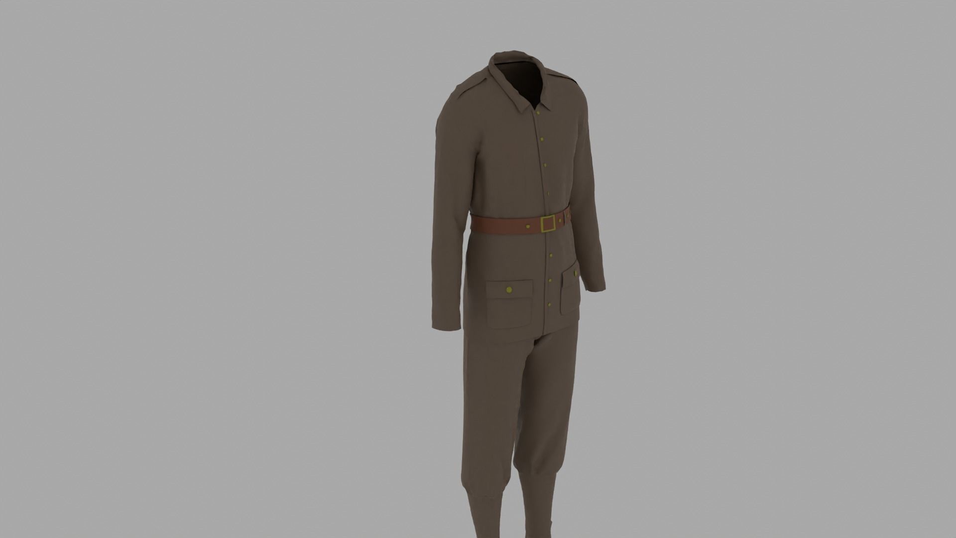 World War II Military Uniform Low-poly 3D model_1