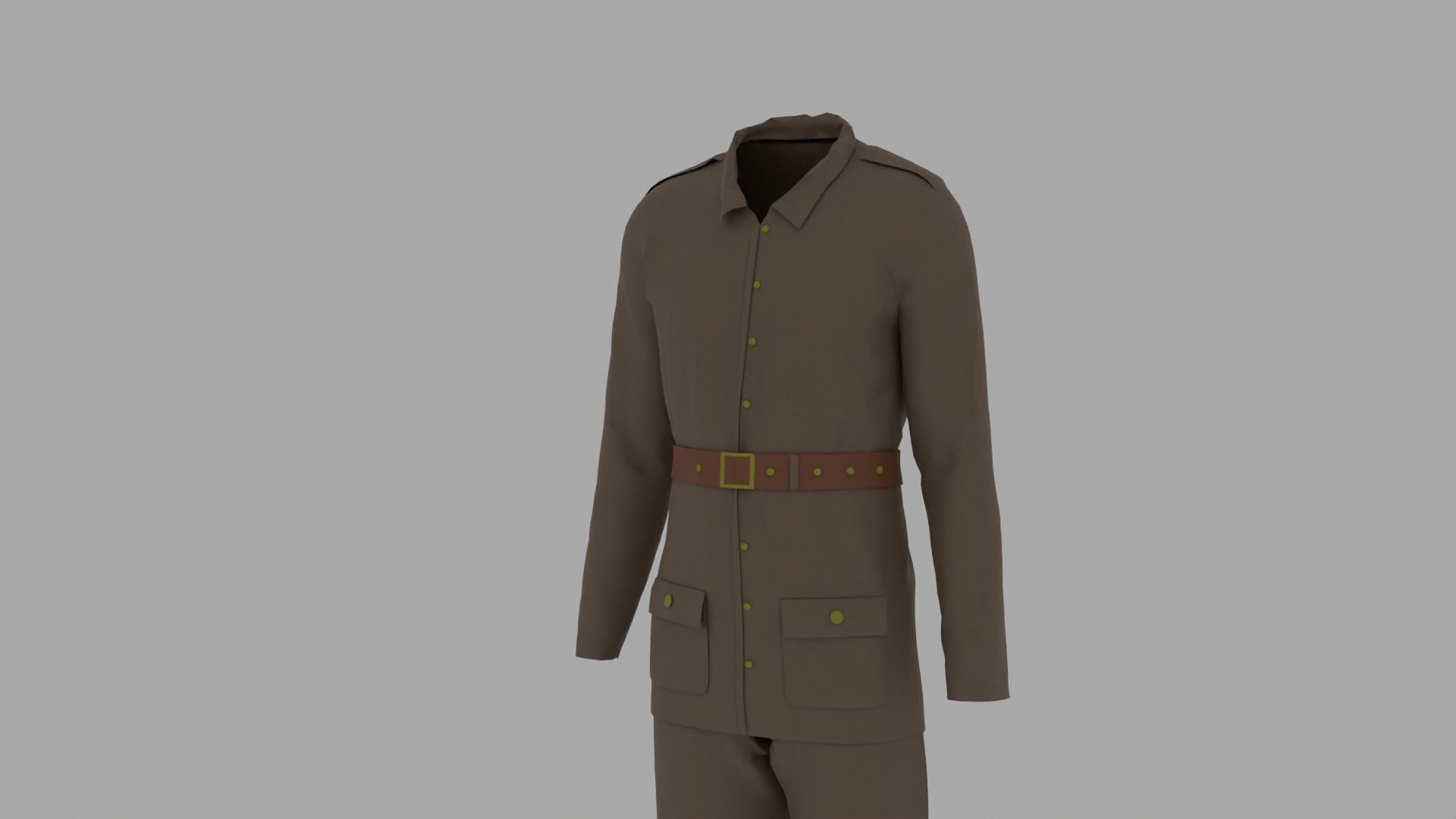 World War II Military Uniform Low-poly 3D model_2