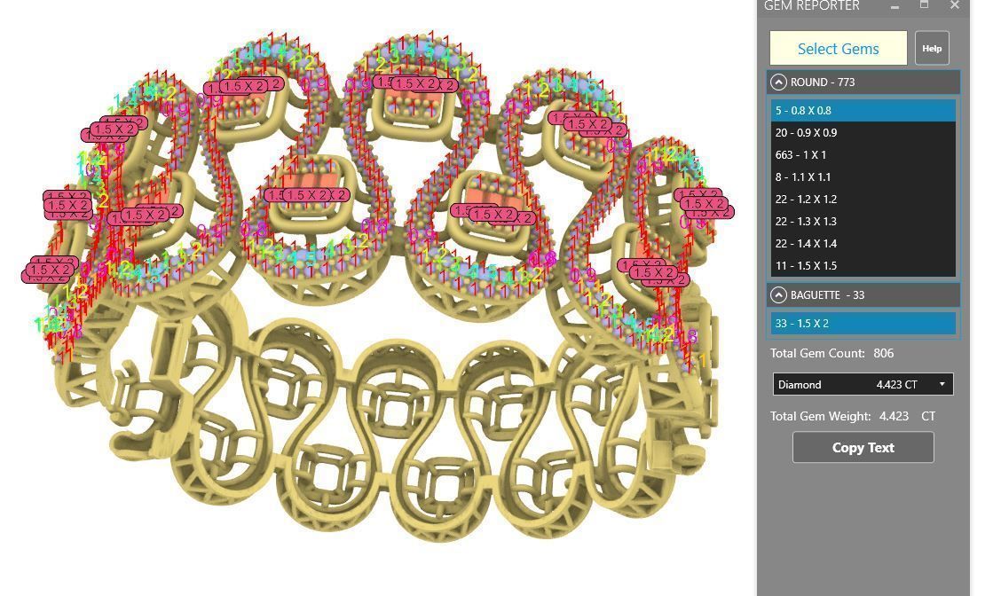 ANTICLASTIC CASTABLE DIAMOND BRACELET 3D print model_7