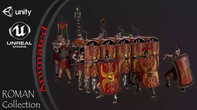 Roman Collection group of soldiers with helmets and shields 