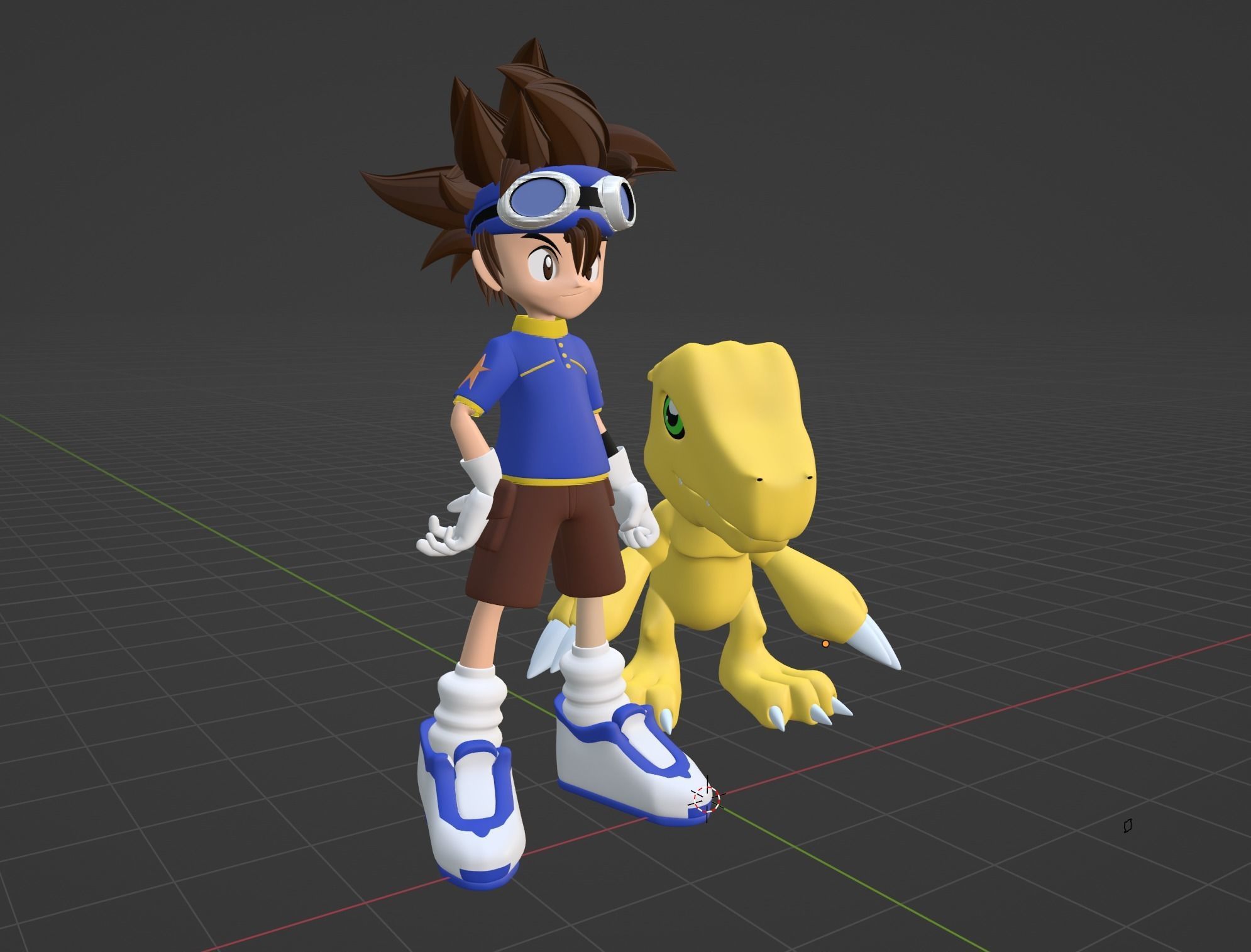 Taichi and Agumon - Digimon 3D model_8
