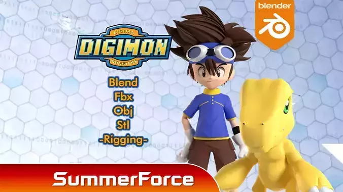 Taichi and Agumon - Digimon 3D model