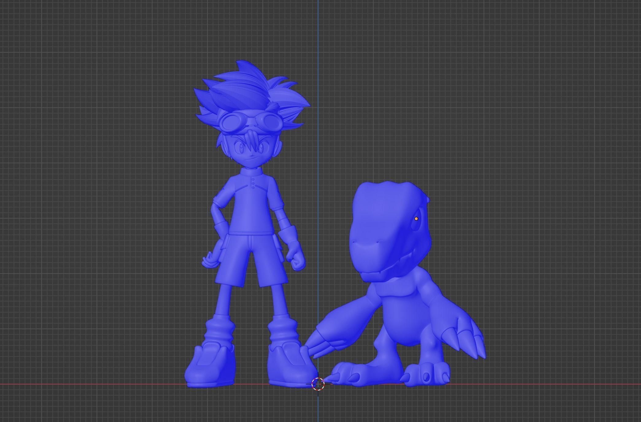 Taichi and Agumon - Digimon 3D model_16