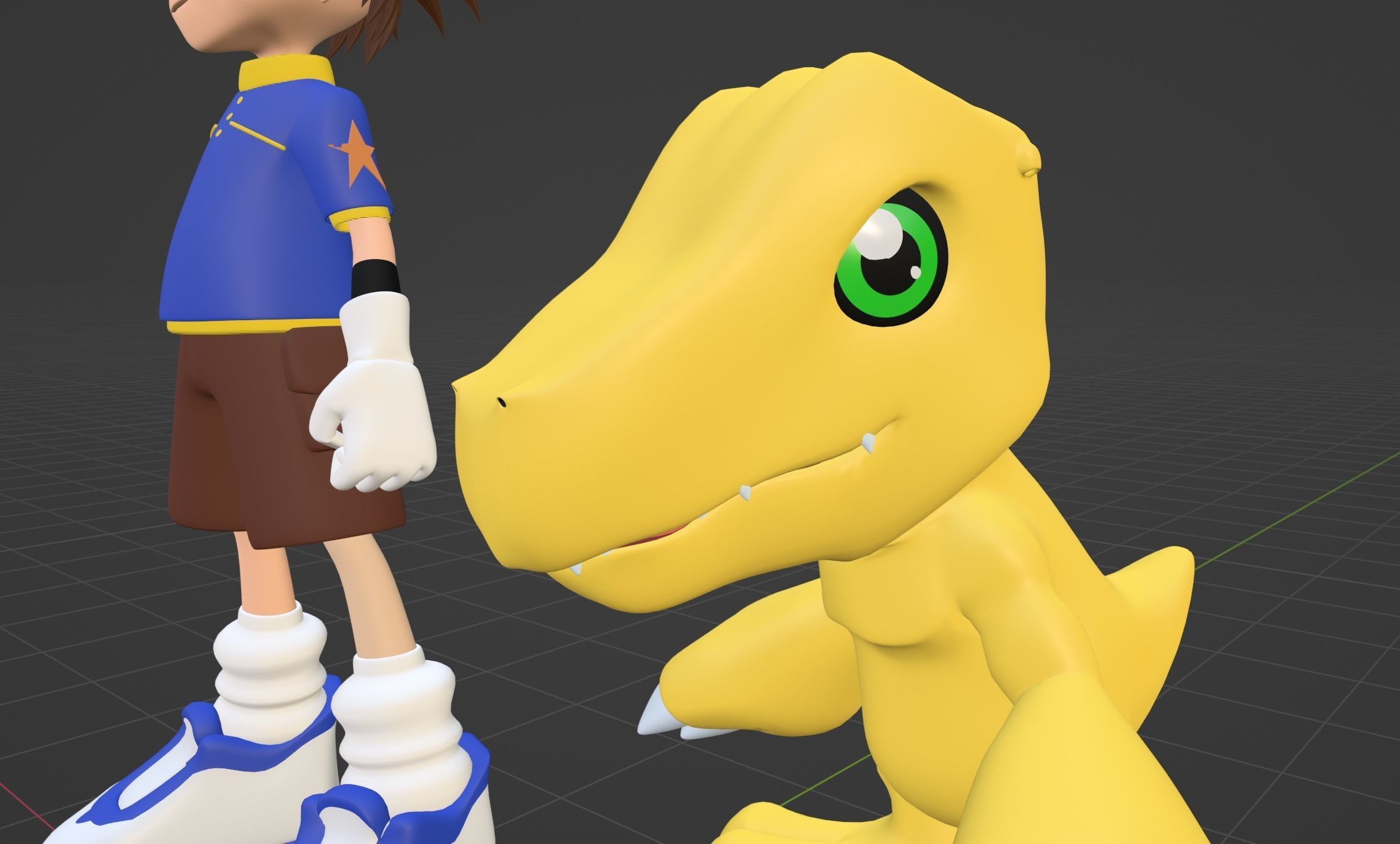 Taichi and Agumon - Digimon 3D model_10