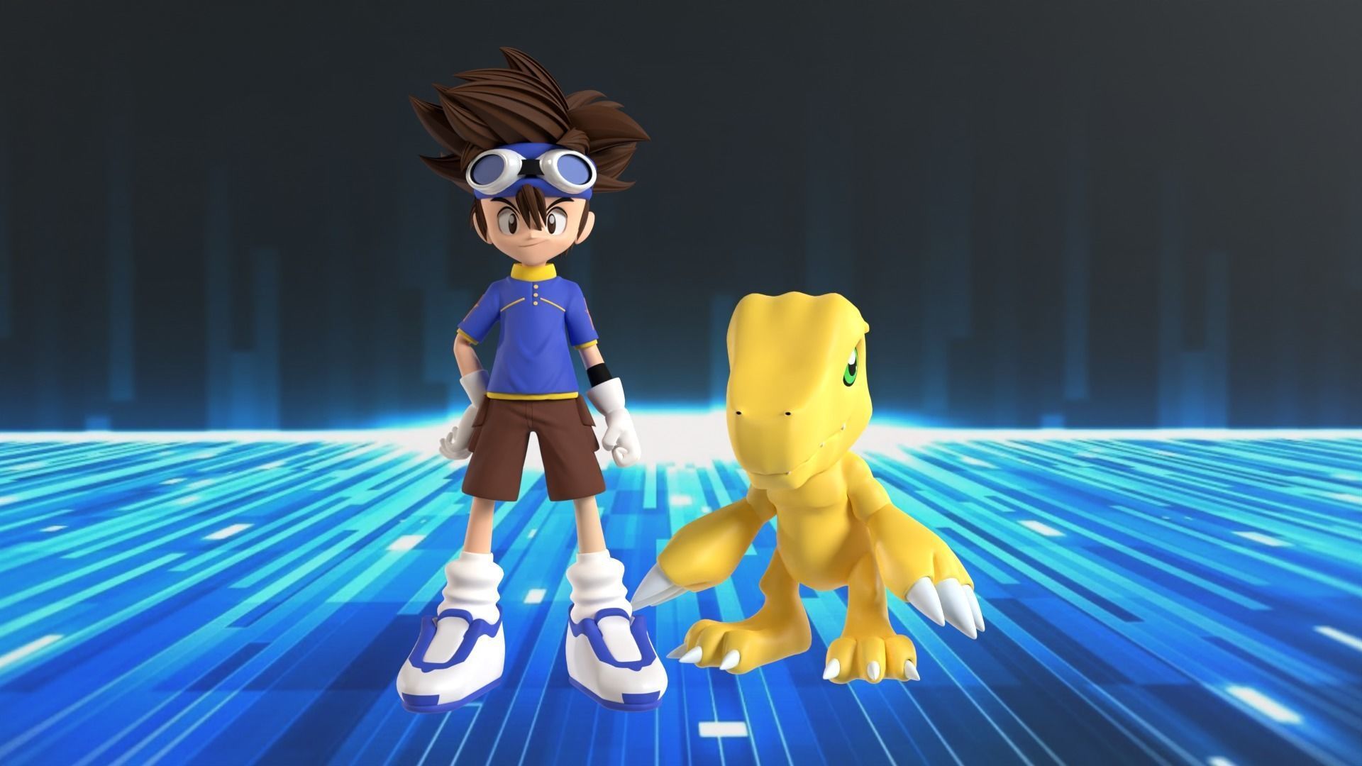 Taichi and Agumon - Digimon 3D model_2
