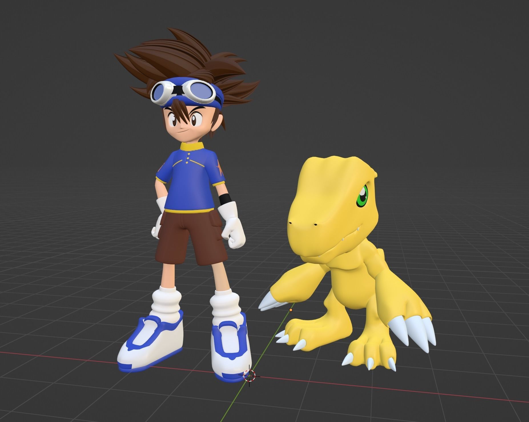 Taichi and Agumon - Digimon 3D model_6