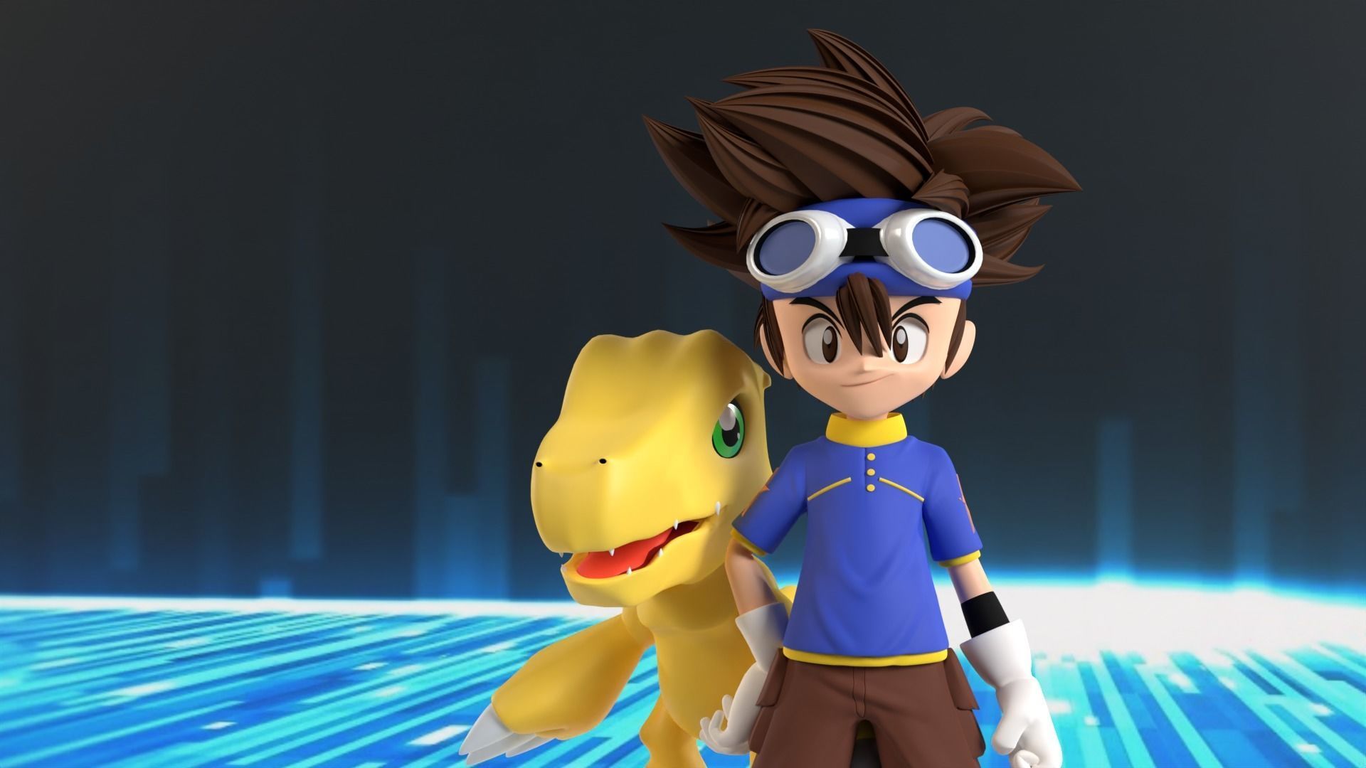 Taichi and Agumon - Digimon 3D model_1
