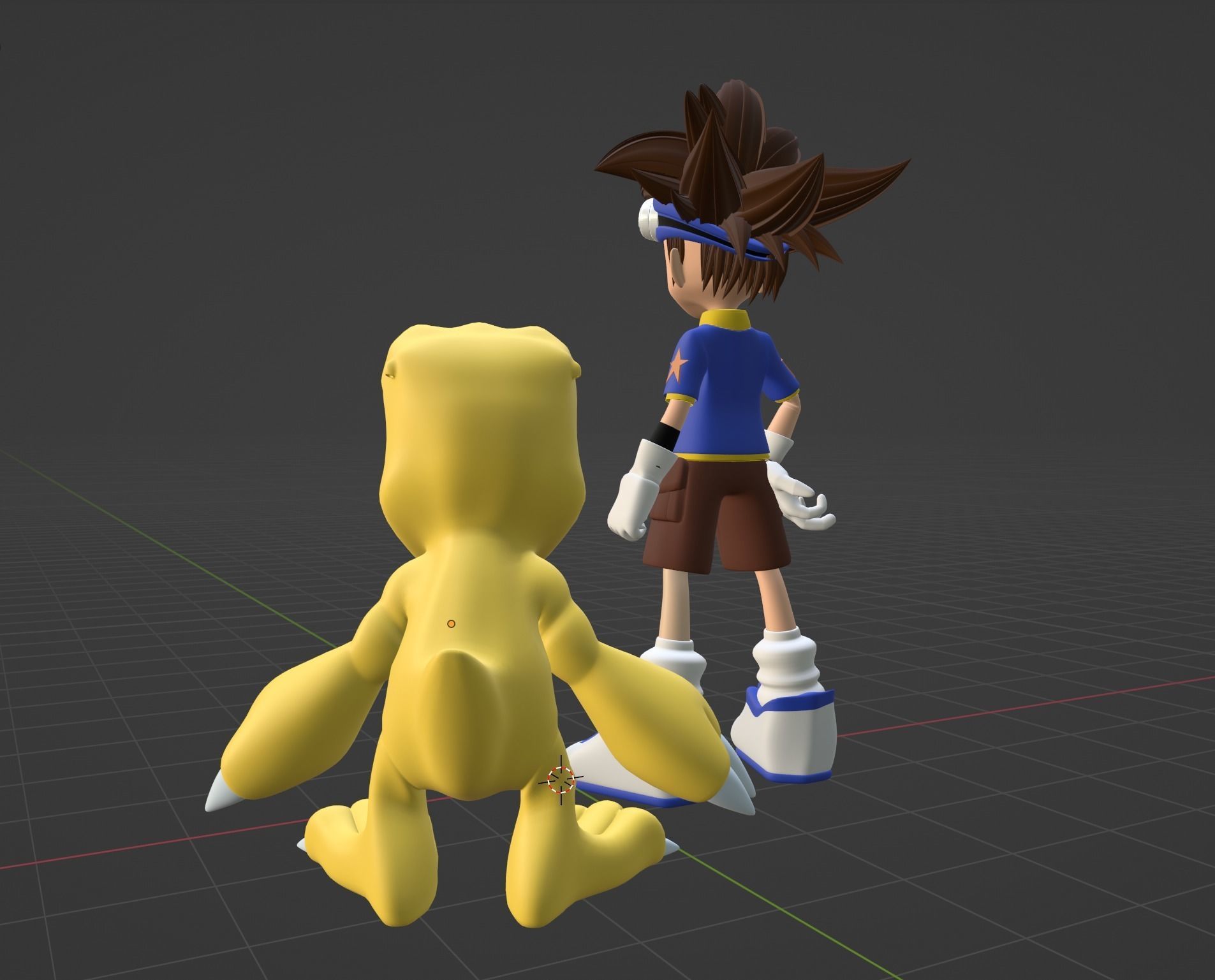 Taichi and Agumon - Digimon 3D model_7