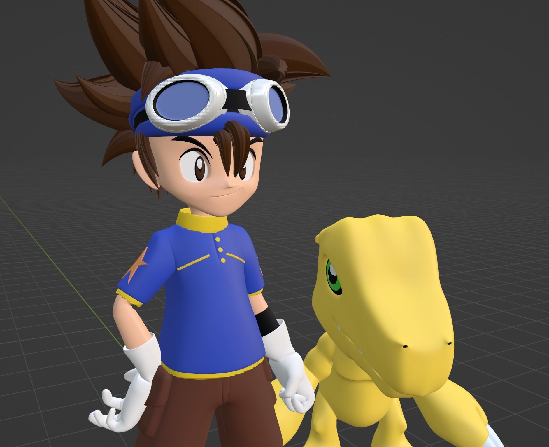 Taichi and Agumon - Digimon 3D model_9