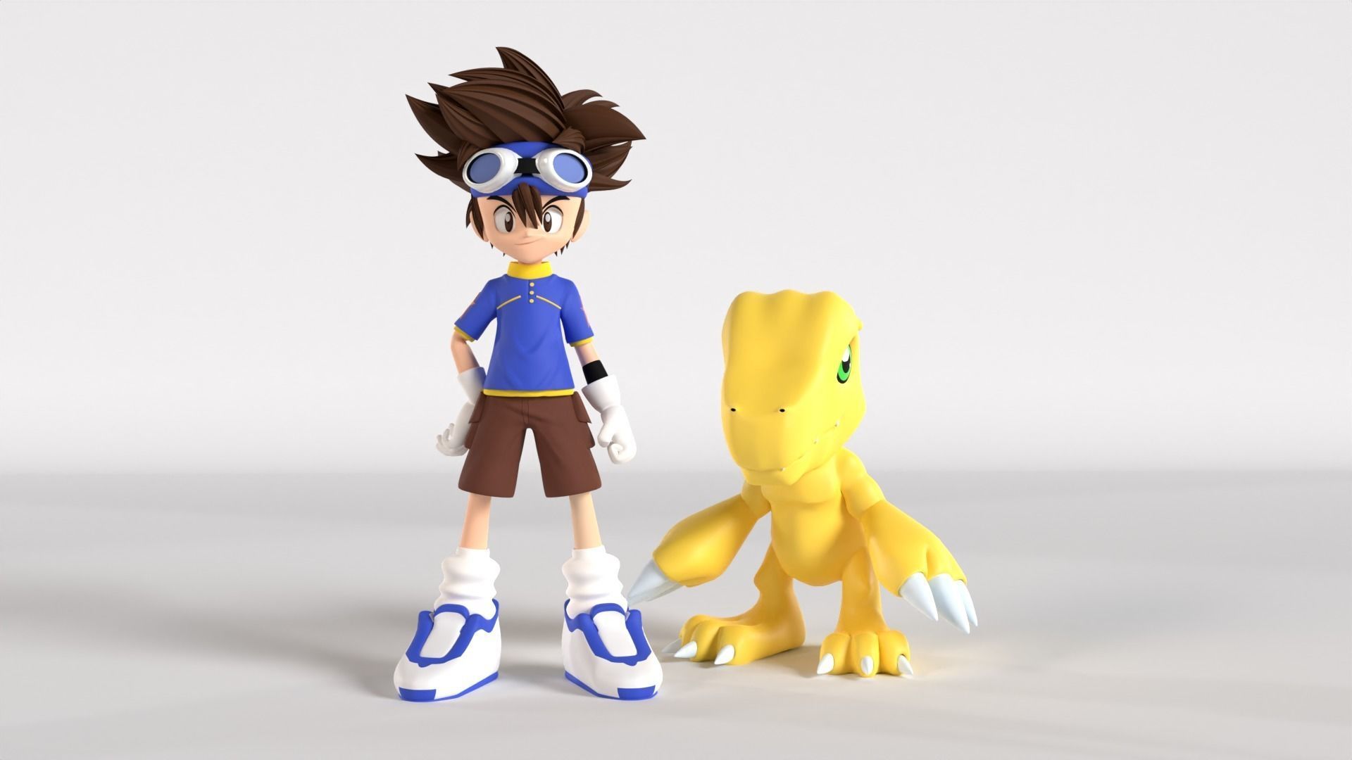Taichi and Agumon - Digimon 3D model_3