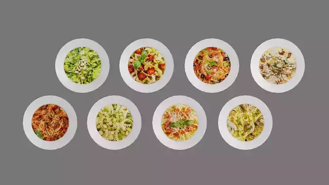 pasta-set plate of pasta with different sauces