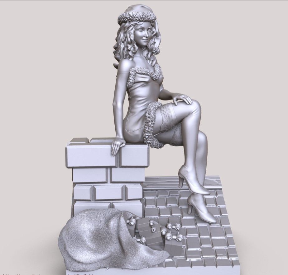 snow maiden pin up 3D print model_2