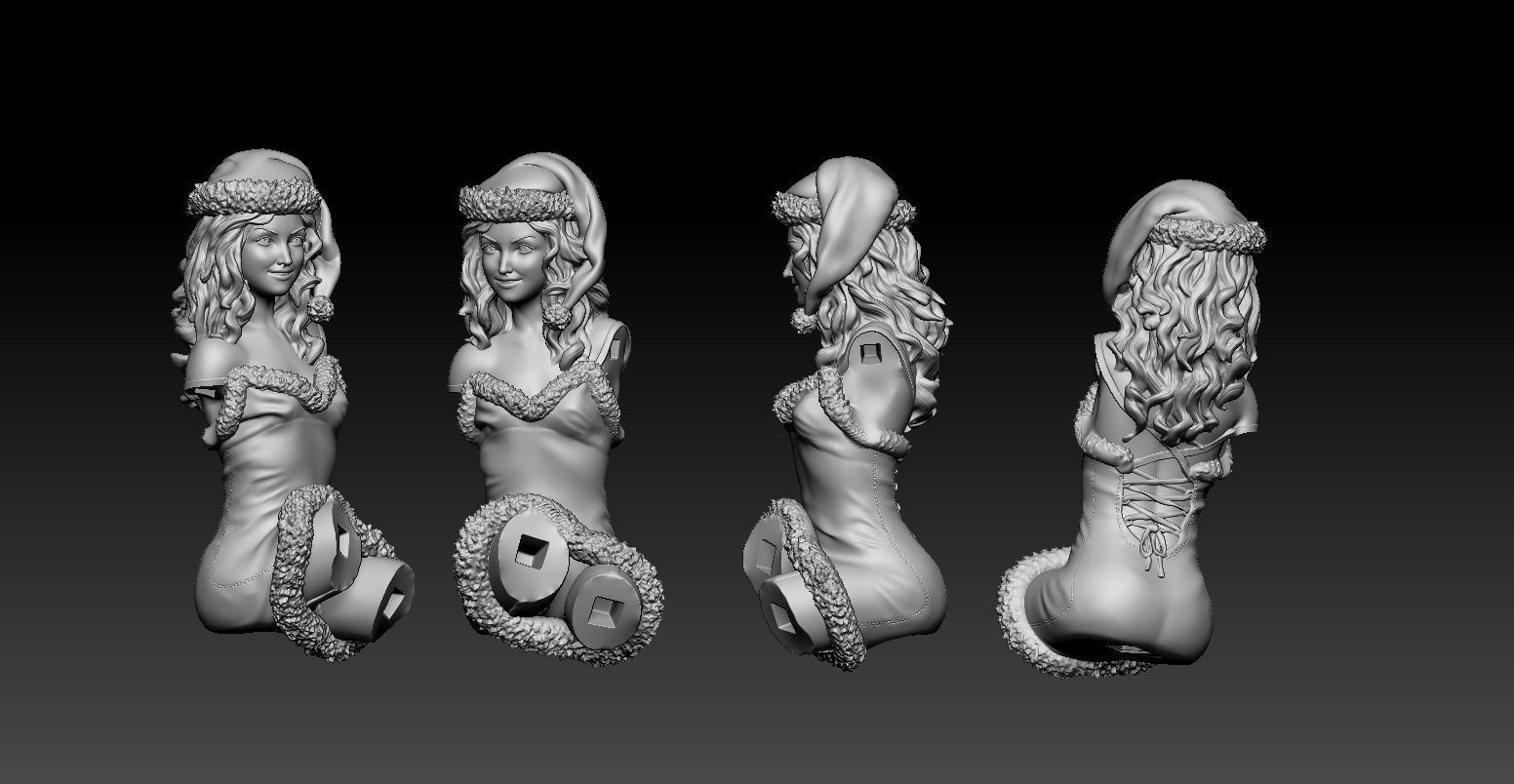 snow maiden pin up 3D print model_13