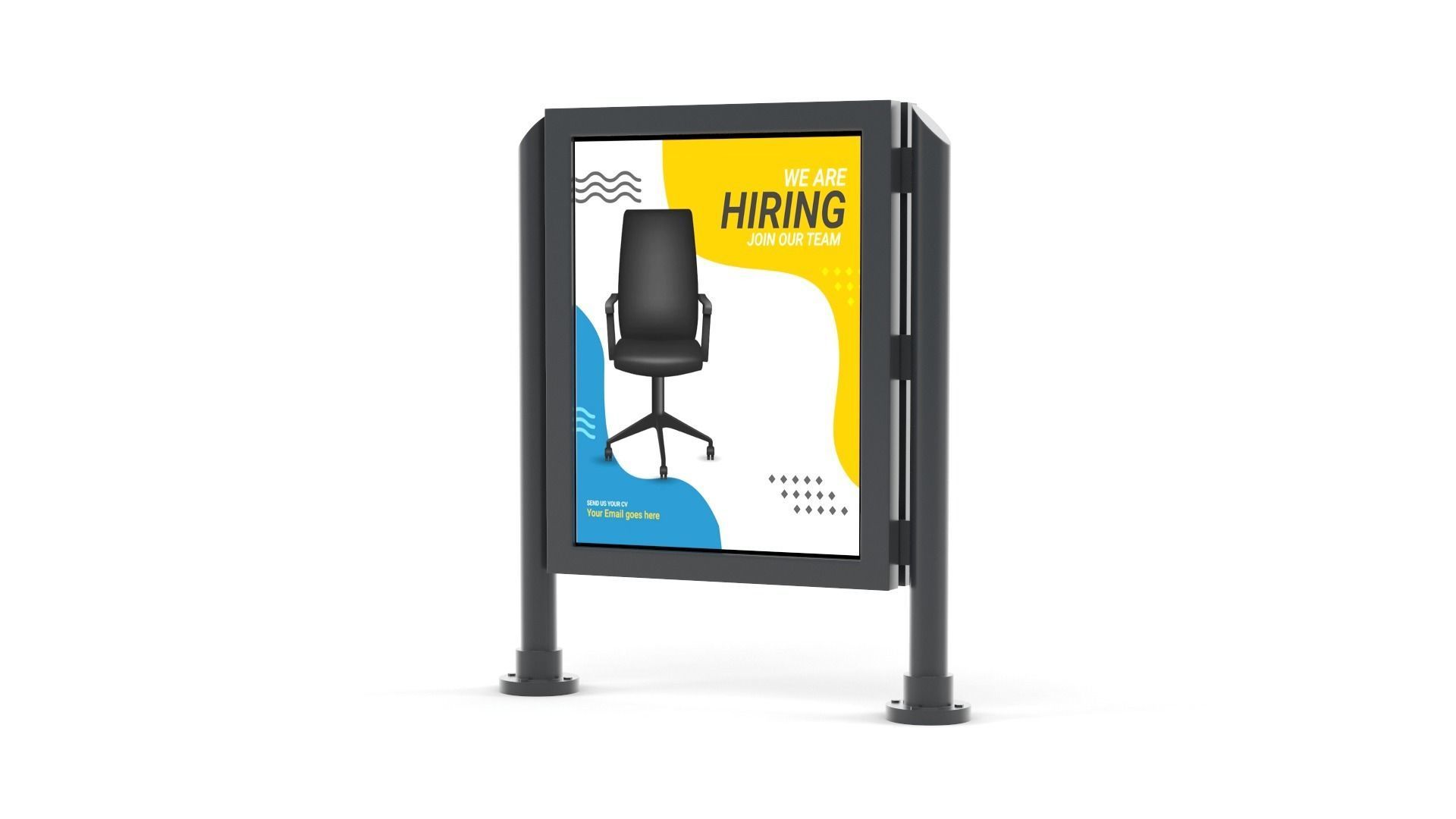 Billboard with chair 3D model_2