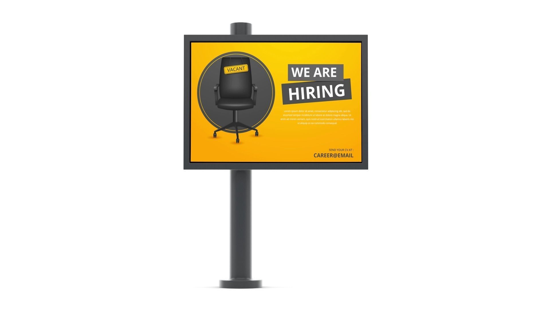 Billboard with chair 3D model_4