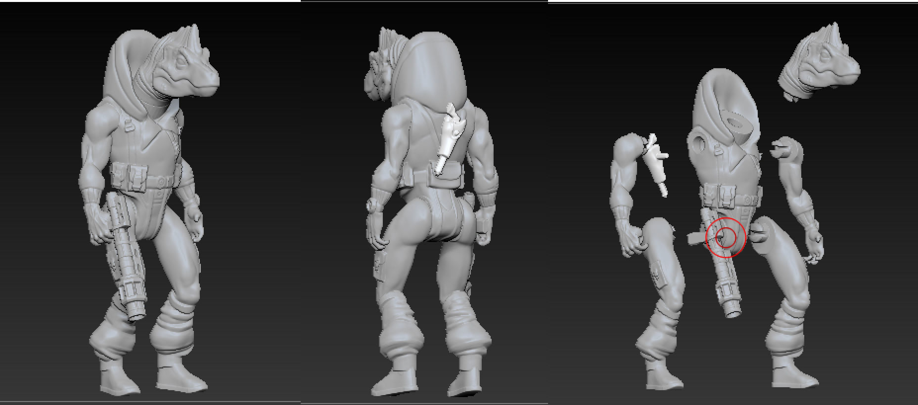 Jointed dinosaur bounty hunter -obiwan kenobi 3D print model_4