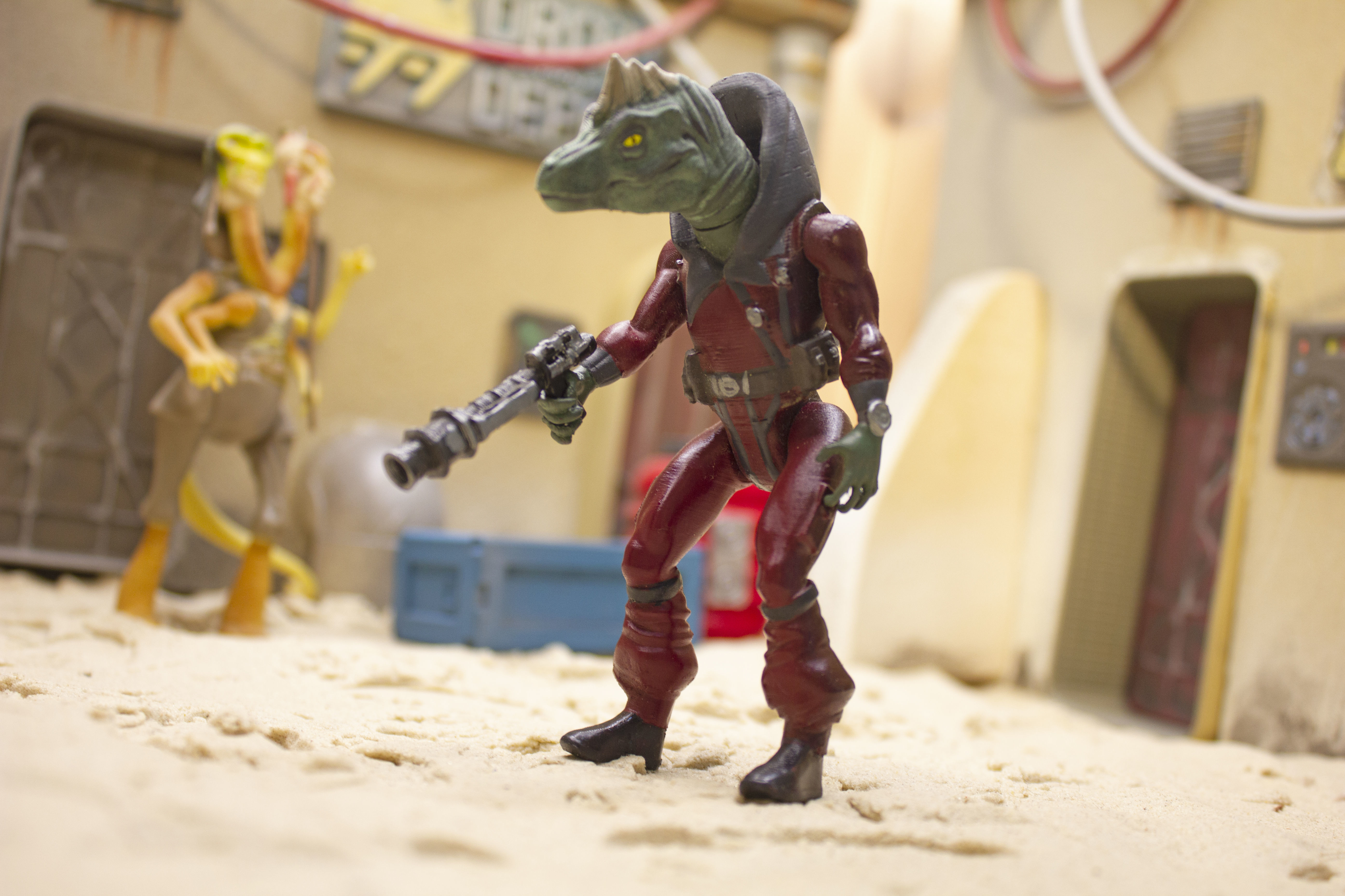 Jointed dinosaur bounty hunter -obiwan kenobi 3D print model_3