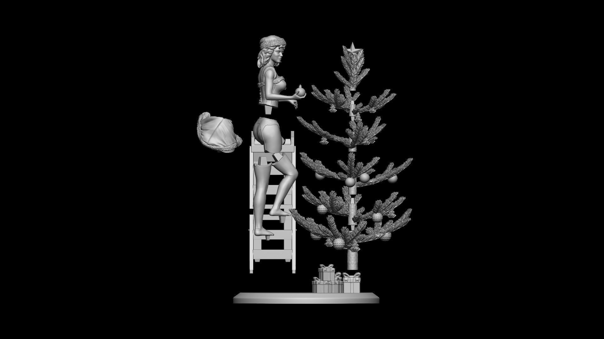 GIRL AND CHRISTMAS TREE 3D print model_3