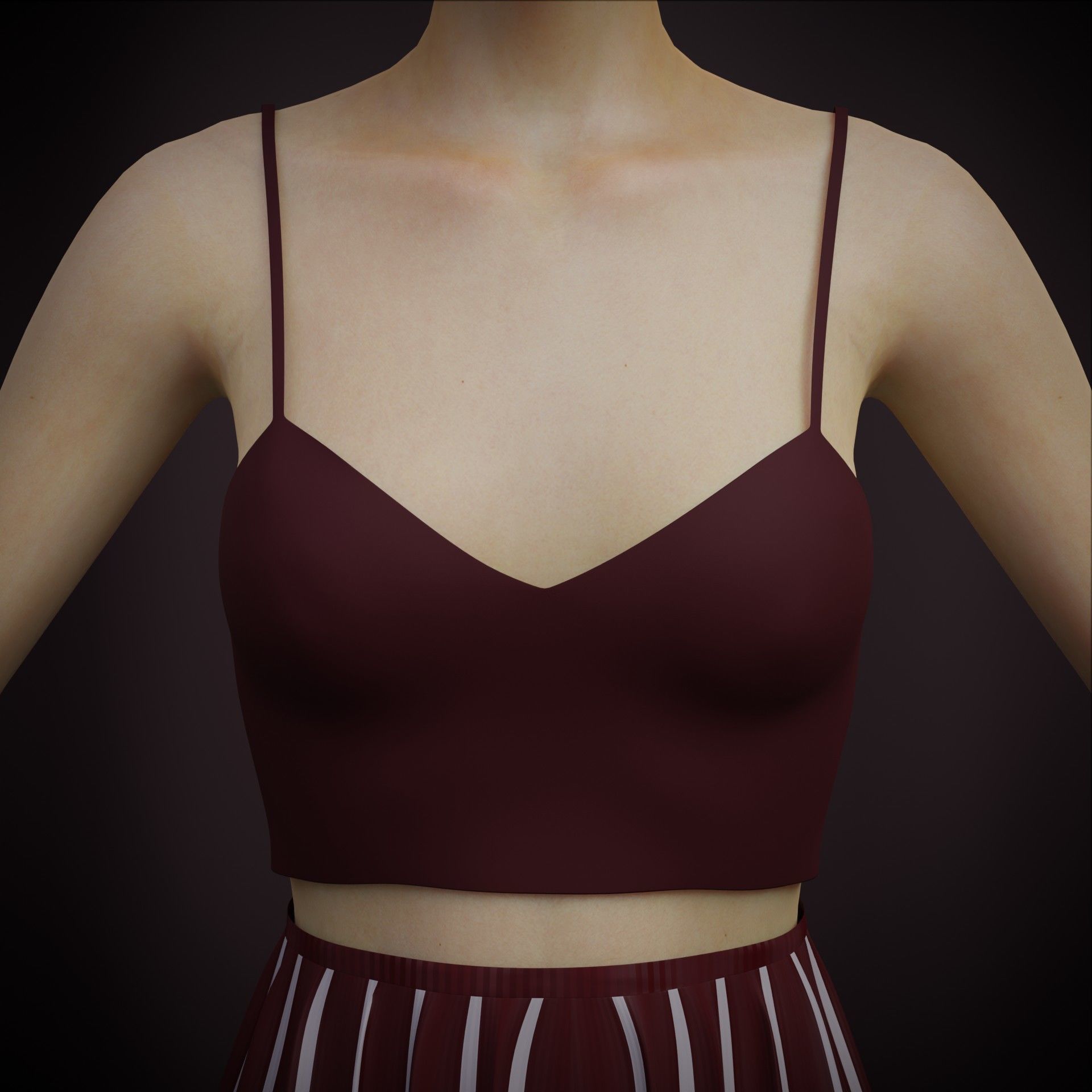 Sheer top and pleated palazzo trouser - Two piece outfit 3D model_12