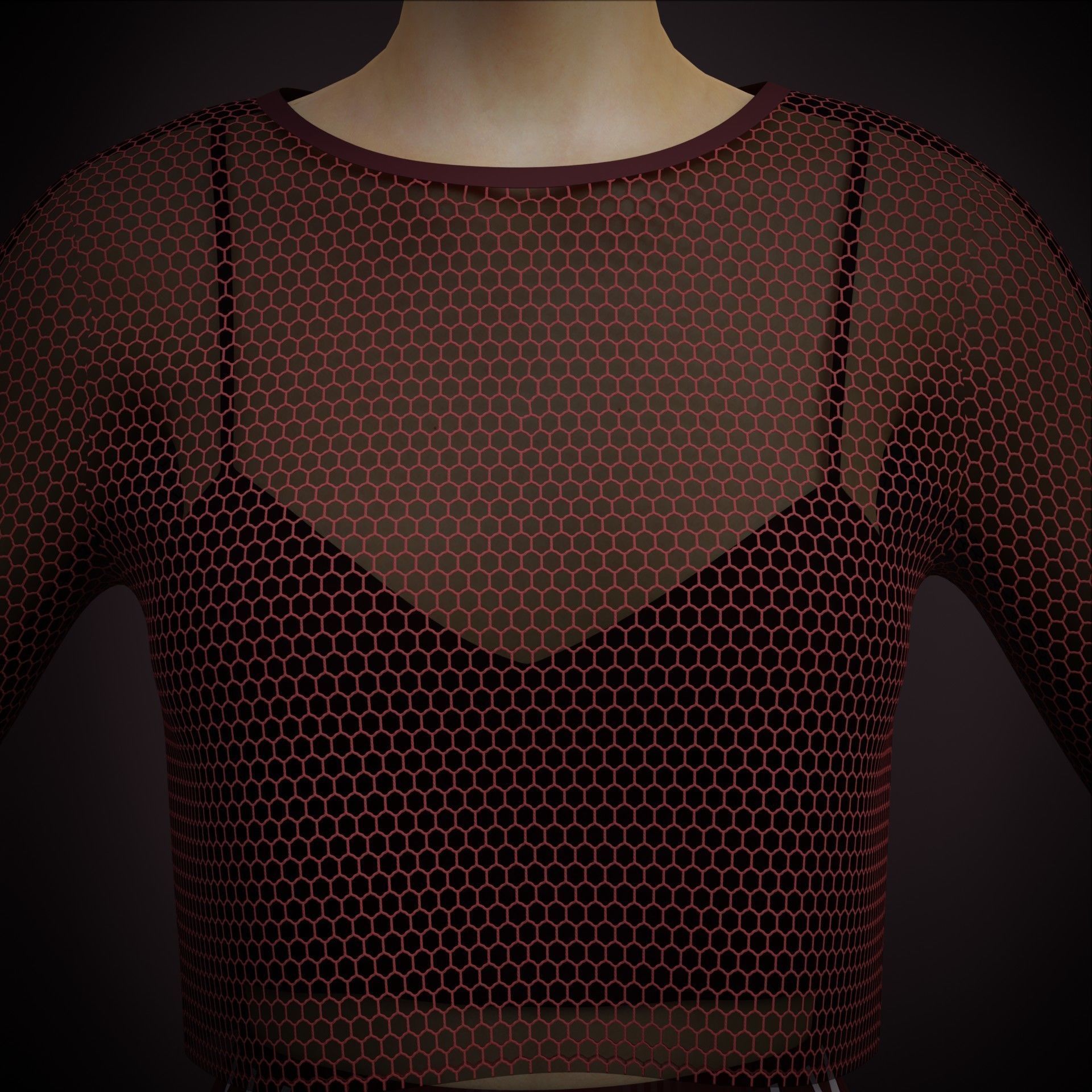 Sheer top and pleated palazzo trouser - Two piece outfit 3D model_7