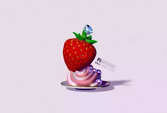 Strawberry and cream dessert 3D print model