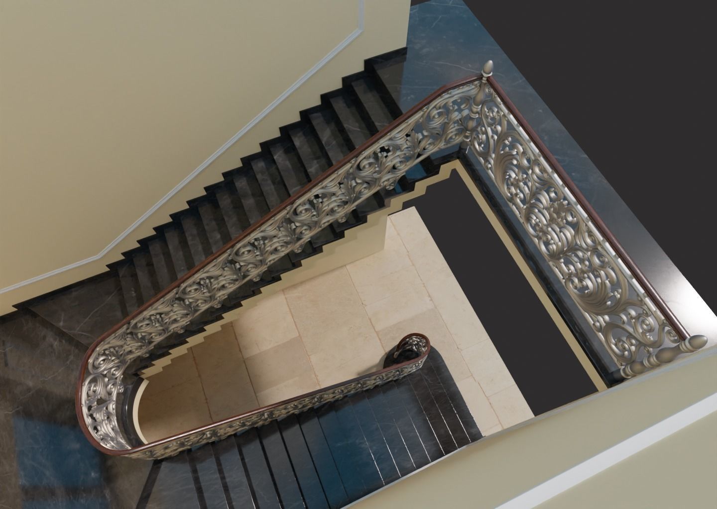 Staircase railings Low-poly 3D model_3