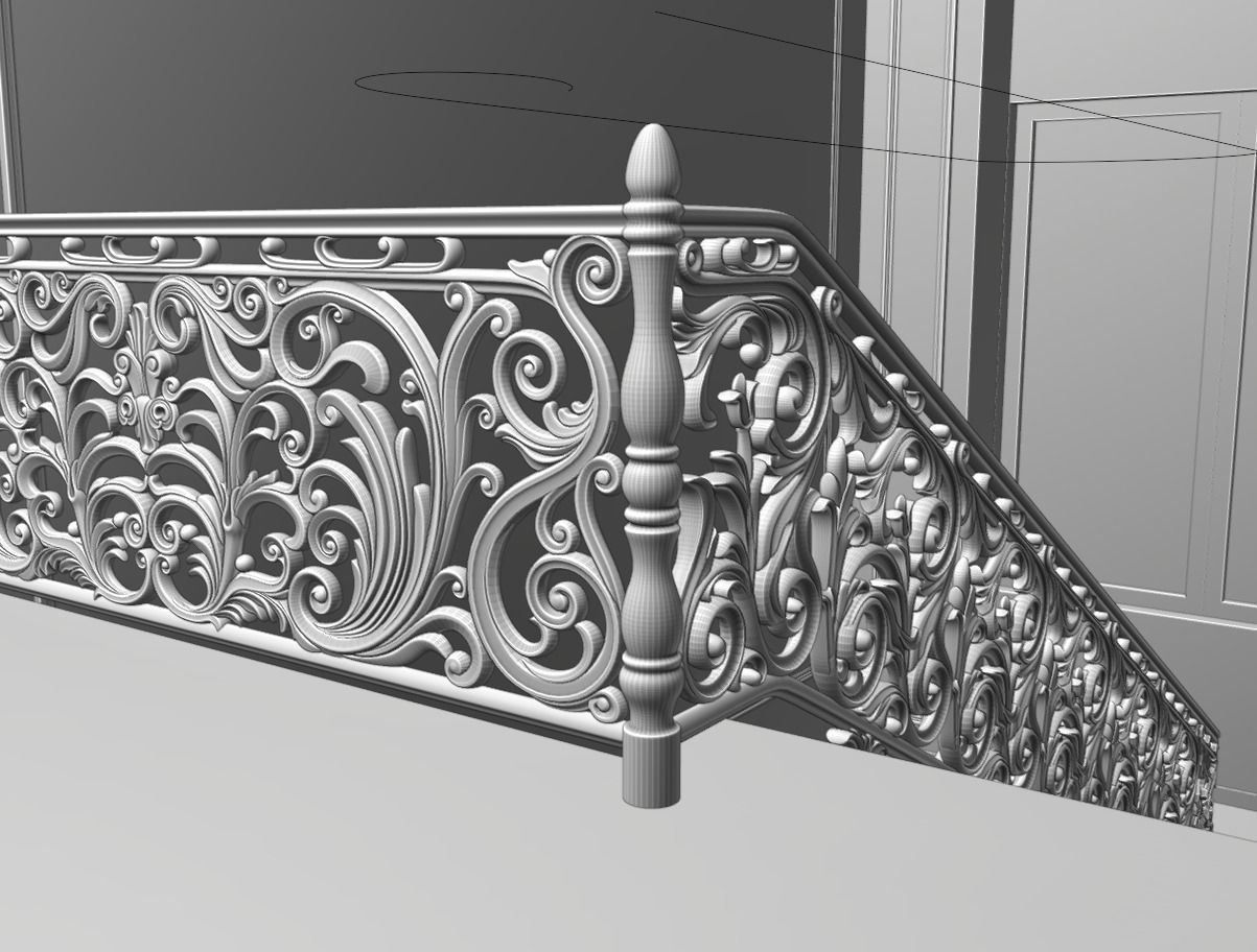 Staircase railings Low-poly 3D model_9